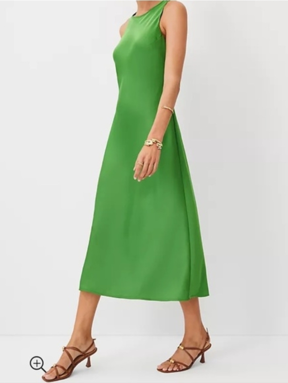 Ann Taylor Bright Green Sleeveless Midi Dress - Size 14